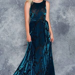 Blackmilk burned velvet teal floral princess maxi